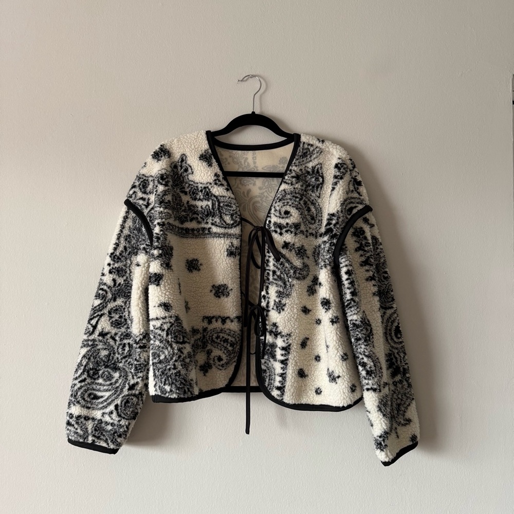 Paisley Sherpa Front-Tie Jacket